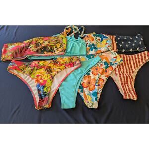 Bikini Two Peice Swimsuits Women Size Large Colorful Lot Of 4 Tube Top Tank